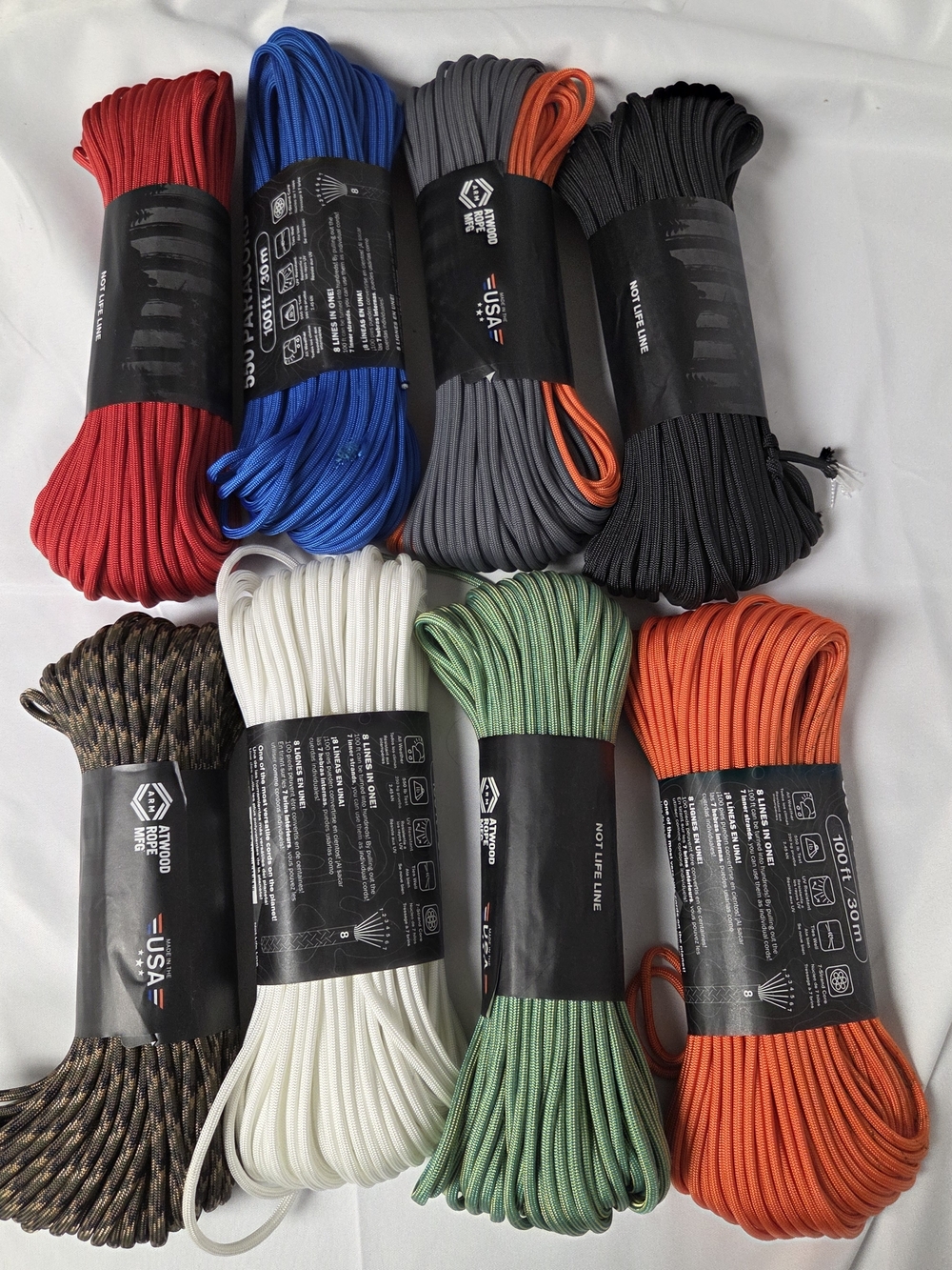 Paracord 550 Rope Bundles - Assorted‎ Colors 100' Hanks